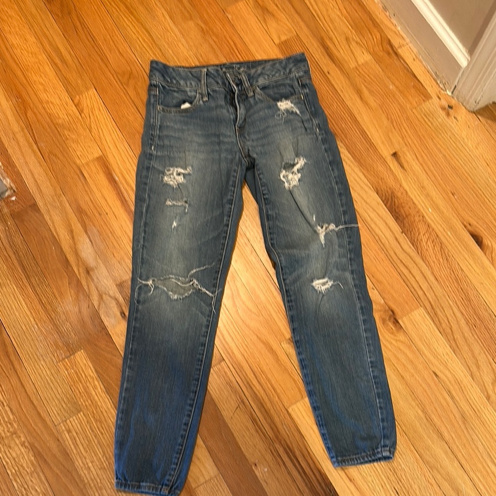 American Eagle Outfitters Blue Boyfriend Jeans Distressed